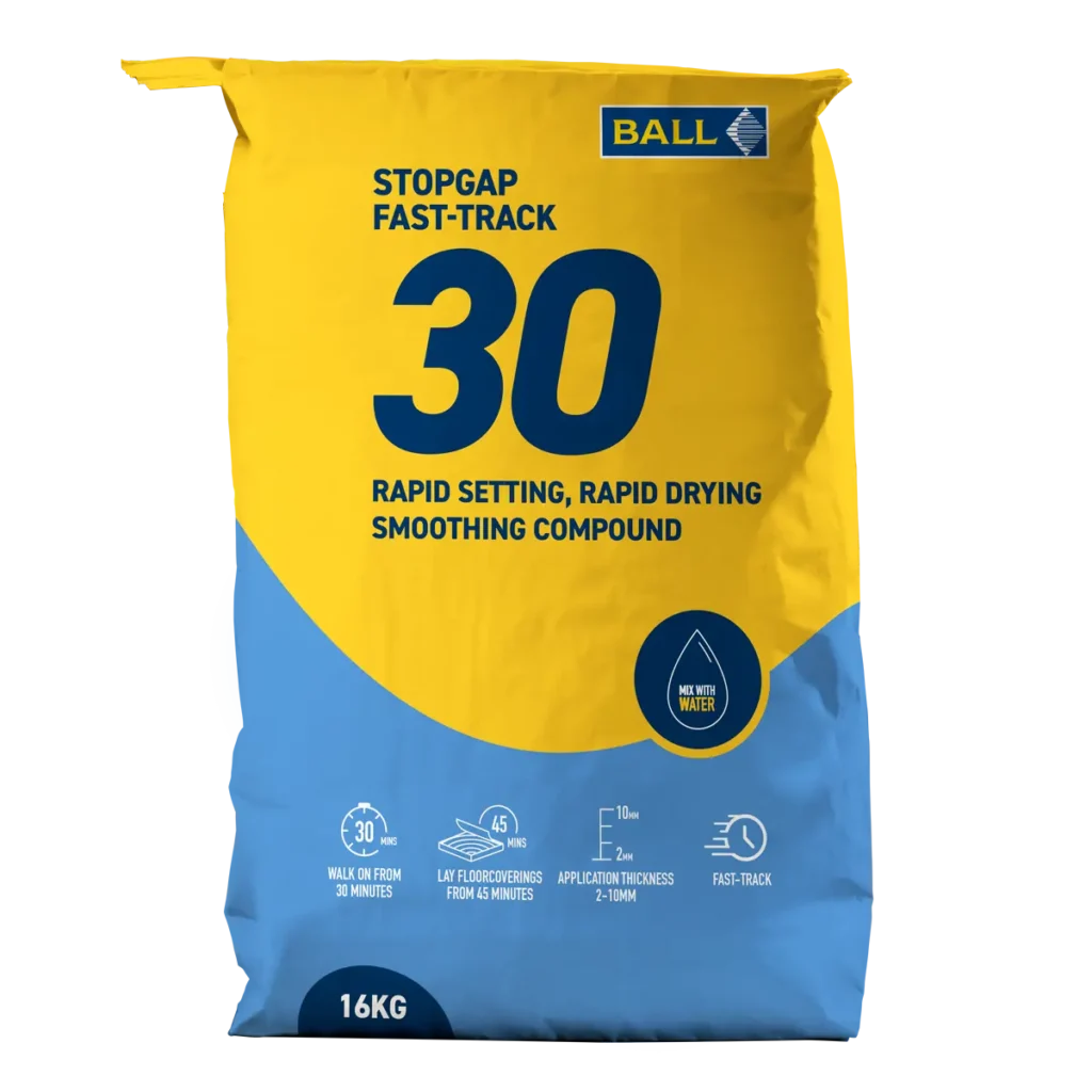 F. Ball's Stopgap Fast-Track 30 rapid setting, rapid drying smoothing compound.