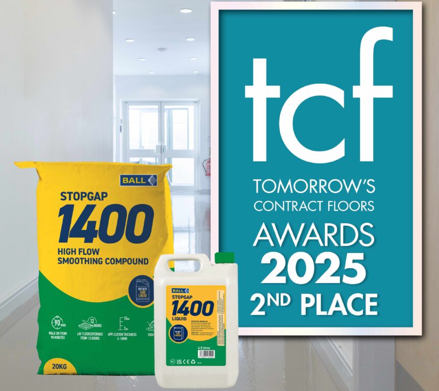 F. Ball's Stopgap 1400 smoothing compound is awarded second place at the TCF Awards 2025.