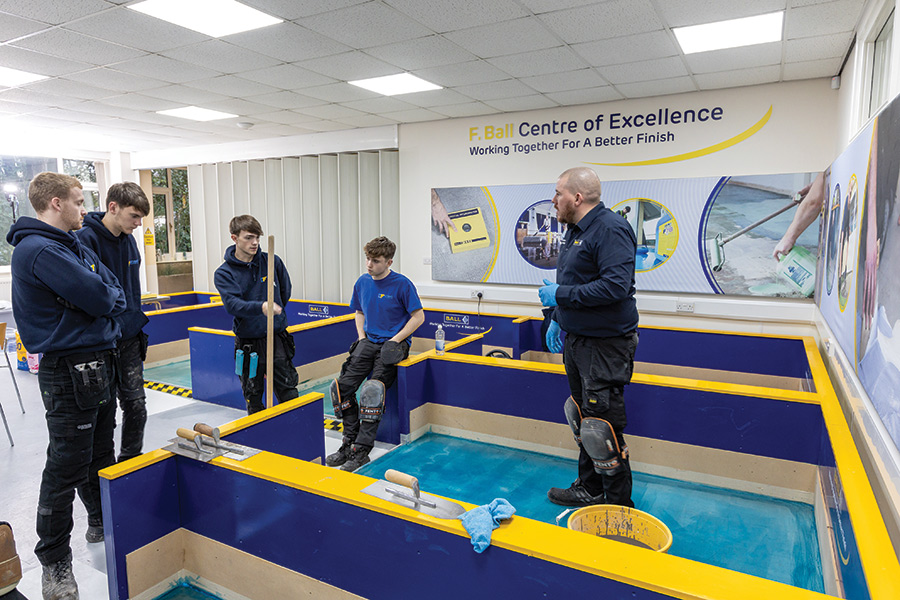 Apprentice flooring training at the F. Ball Centre of Excellence.