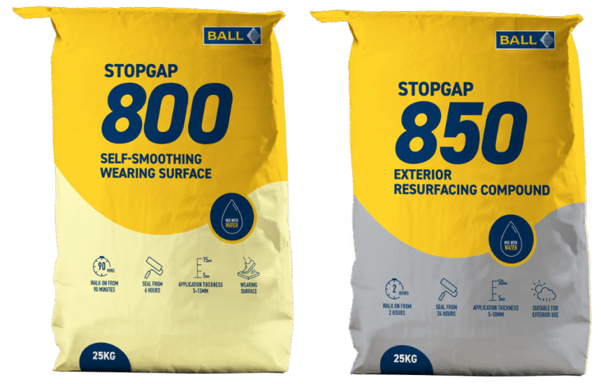 F. Ball's Stopgap 800 and Stopgap 850 compounds for use in industrial settings where floorcoverings are not required.