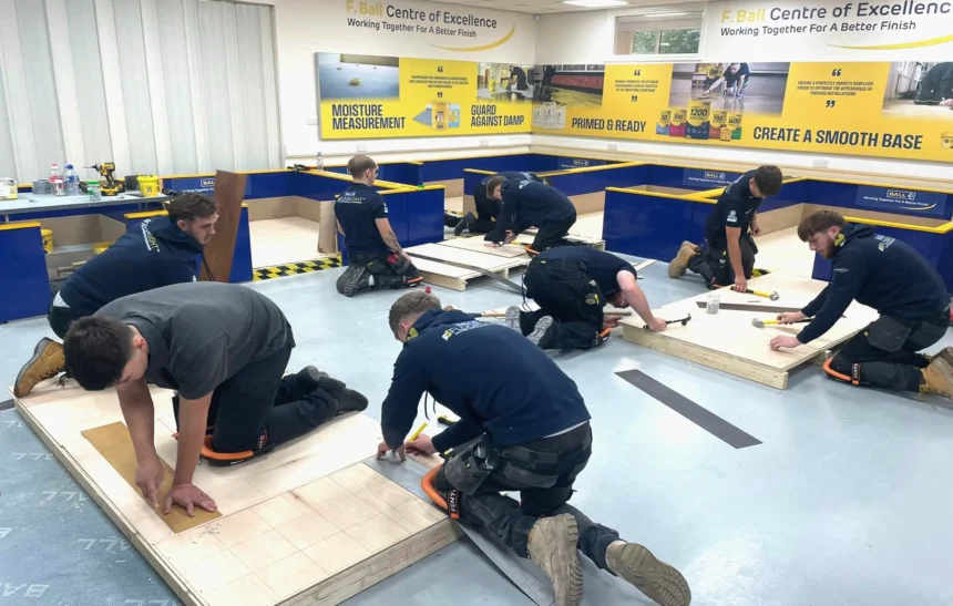 F. Ball's Floorsight™ Flooring Apprentices pictured fitting LVT.
